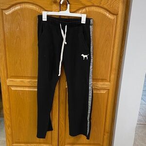 Pink Victoria’s Secret Sweatpants Black with Gray Stripe. Size Small.